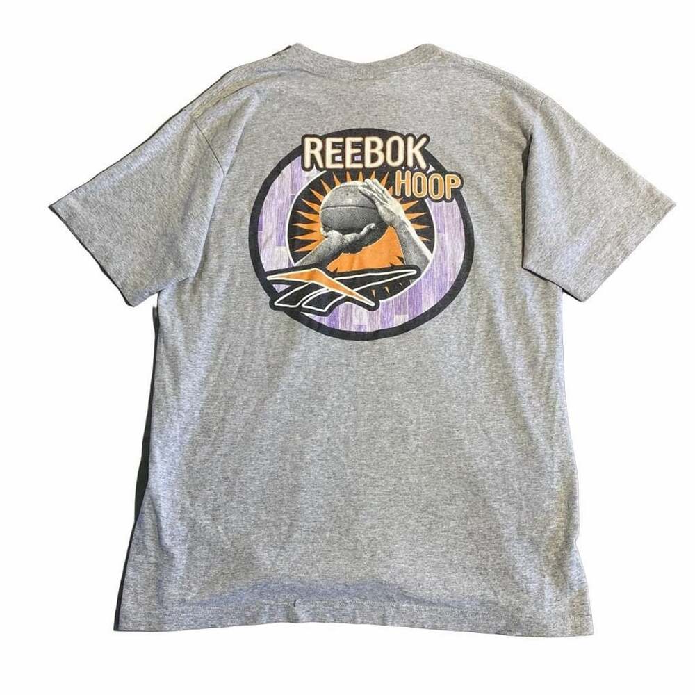 Reebok Basketball Hoop Size L Gray Graphic T Shirt Vintage Streetwear